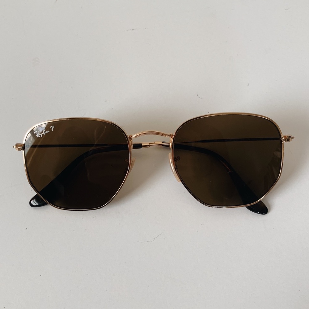 RAY BAN Hexagonal Flat Lens Sunglasses